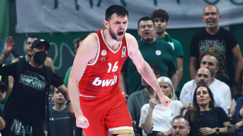 Pirejas "Olympiacos" uzbrucējs Kosts Papanikolau. Foto: Olympiacos BC
