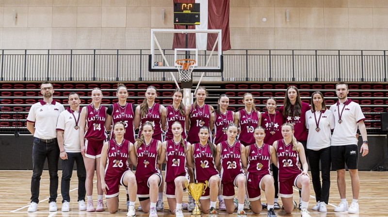 Latvijas U18 basketbolistes 2025. gada 10. jūnijā. Foto: Renārs Koris
