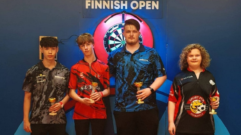 Uzvarētājs R.Laumanis (otrais no labās). Foto: WDF “Finnish Open & Masters 2025”.
