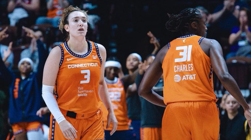 Marina Meibrija un Tīna Čārlza 2025. gada 15. jūnijā. Foto: Connecticut Sun