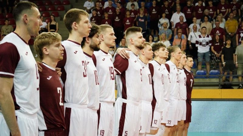 Latvijas izlases volejbolisti Foto: CEV