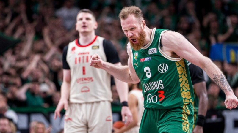 Kauņas "Žalgira" basketbolists Igns Brazdeiķis Lietuvas meistarsacīkšu pēdējā finālspēlē. Foto: Rokas Lukoševičius/LKL
