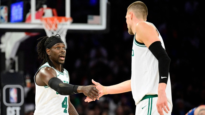 Drū Holidejs un Kristaps Porziņģis. Foto: Getty Images via AFP/Scanpix