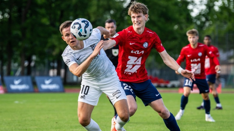 Jānis Ikaunieks pret Valteru Puru. Foto: FK RFS