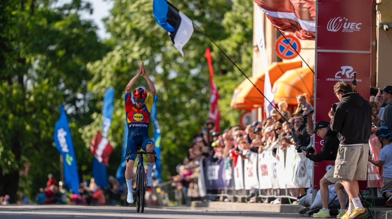 Toms Skujiņš pēc četriem gadiem atkal uzvar Baltijas čempionātā. Foto: Latvijas Riteņbraukšanas federācija/M.Vancevičs.