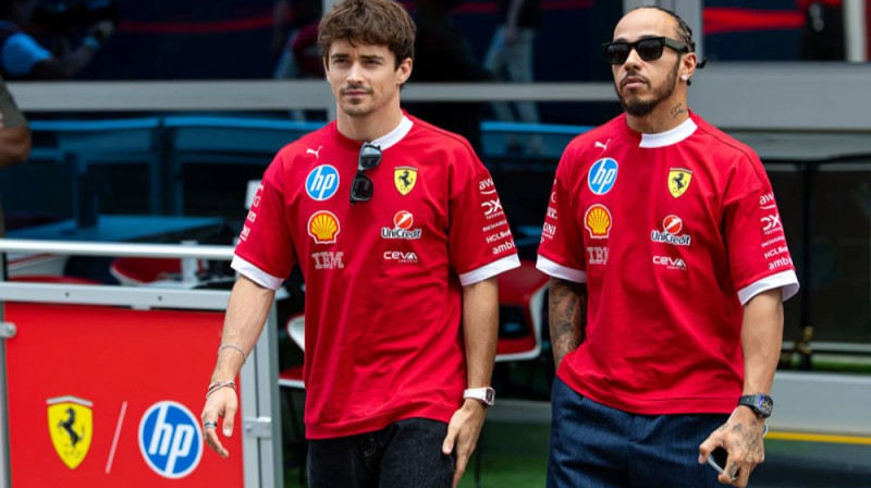 Šarls Leklērs un Luiss Hamiltons. Foto: Motorsport.com