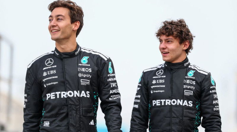 Džordžs Rasels un Andrea Kimi Antonelli. Foto: Mercedes