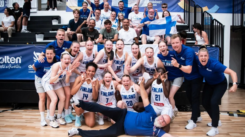 Somijas U18 basketbolistes 2025. gada 12. jūlijā La Palmas salā. Foto: FIBA