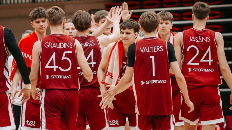 Latvijas U18 izlases basketbolisti Foto: LBS