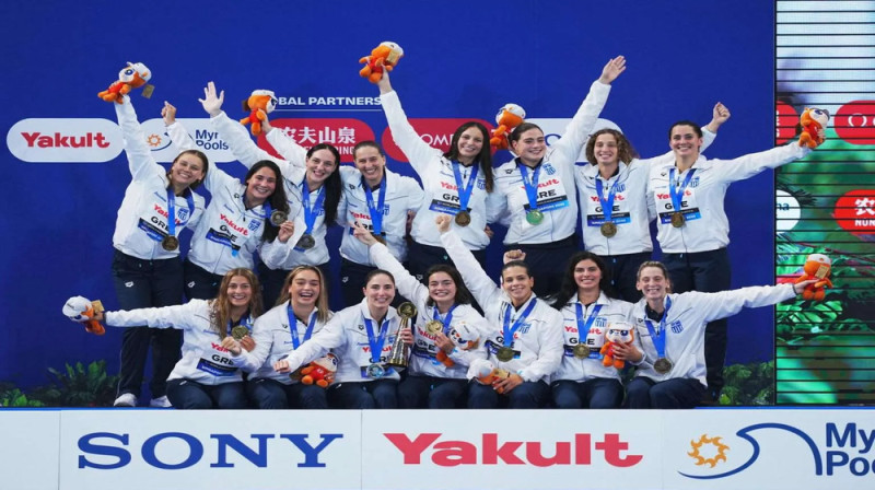 Grieķijas sieviešu ūdens polo izlase. Foto: Aniko Kovacs/World Aquatics