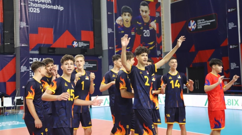 Rumānijas U16 valstsvienības volejbolisti. Foto: CEV