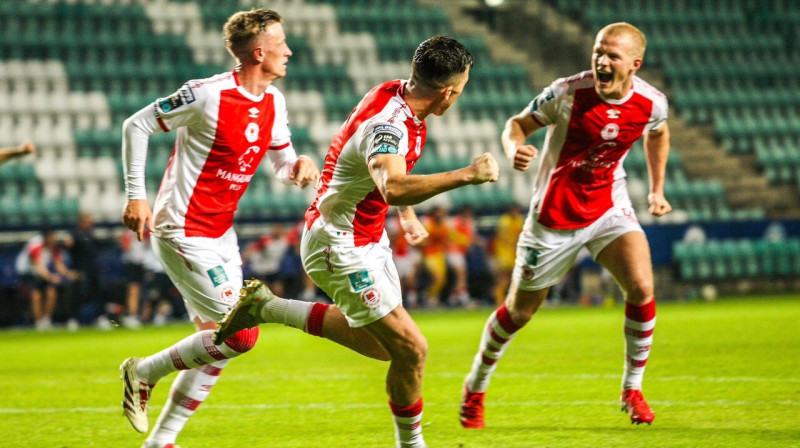 Dublinas "St. Patrick's Athletic" futbolisti pēc vārtu guvuma papildlaikā Tallinā. Foto: St. Patrick's Athletic FC