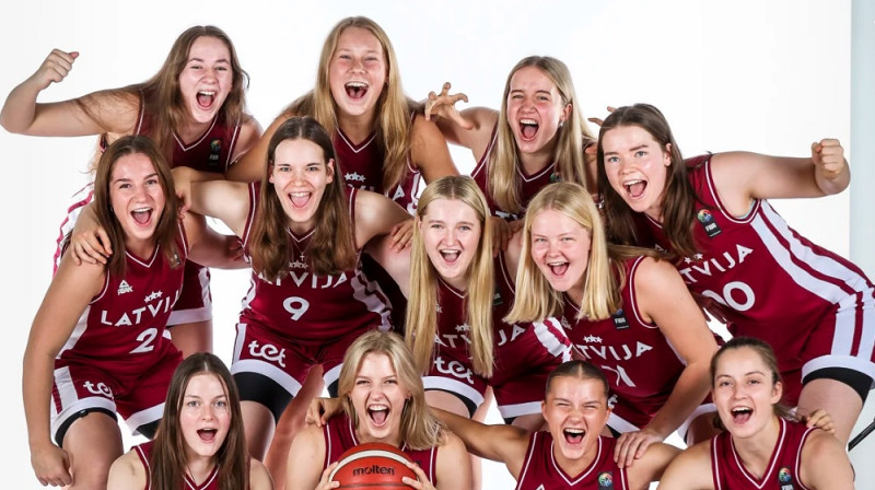 Latvijas U20 meitenes 2025. gada 1. augustā. Foto: FIBA