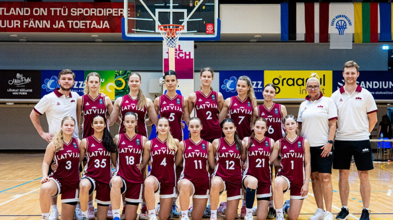 Latvijas U16 basketbolistes 2025. gada 31. jūlijā. Foto: Siim Solman