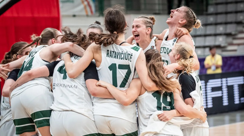Lietuvas U20 basketbolistes 2025. gada 7. augustā. Foto: FIBA