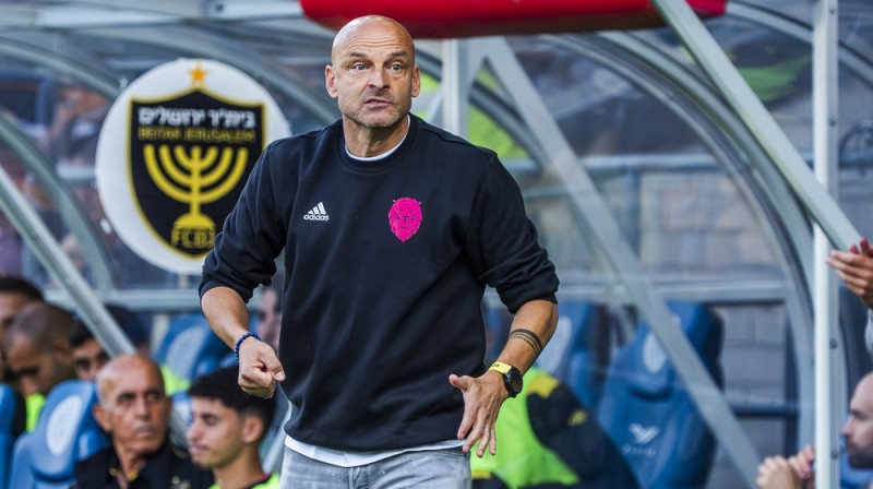 Adriāns Guļa mačā pret Jeruzalemes "Beitar". Foto: Riga FC