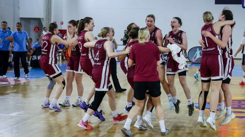 Latvijas U20 meitenes 2025. gada 7. augustā. Foto: FIBA