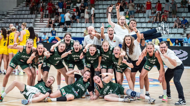 Lietuvas U20 meitenes 2025. gada 9. augustā. Foto: FIBA
