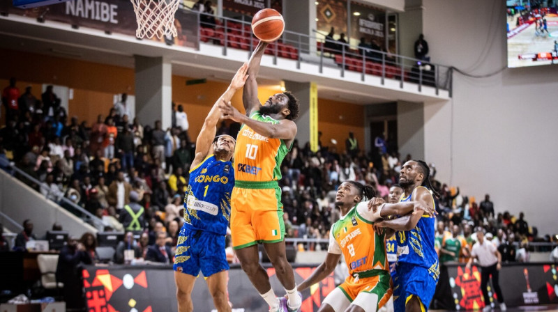 Mirklis no Kotdivuāras un Kongo Demokrātiskās Republikas izlašu spēles Mosamedišā. Foto: FIBA
