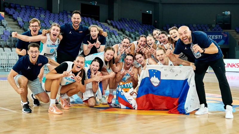 Slovēnijas U16 meitenes 2025. gada 20. augustā. Foto: FIBA