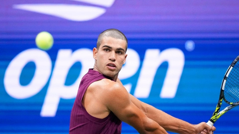 Karloss Alkarass ar jauno frizūru. Foto: Garrett Ellwood/USTA, usopen.org