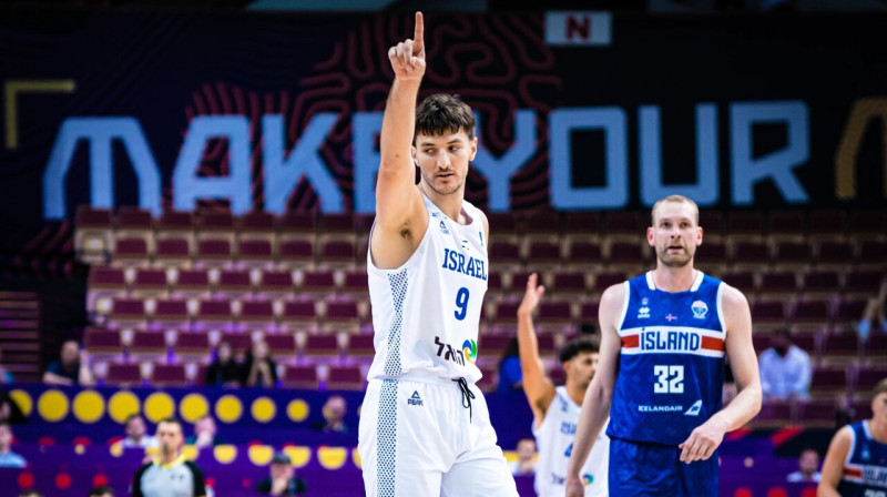 Divi spēles varoņi: izraēlietis Romāns Sorkins un islandietis Trigvi Hlinasons. Foto: FIBA