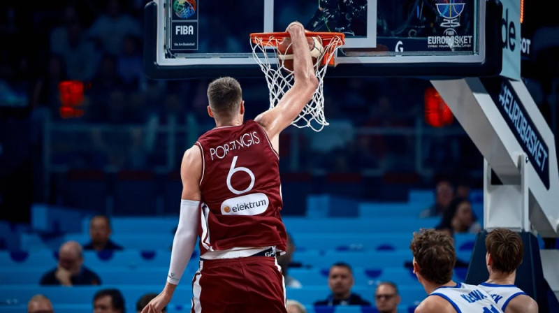 Kristaps Porziņģis 2025. gada 3. septembrī. Foto: FIBA