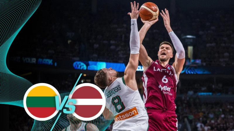 Kristaps Porziņģis: 34 punkti un 19 atlēkušās bumbas pret Lietuvu. Foto: FIBA