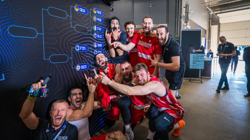 Gruzijas basketbolisti 2025. gada 7. septembrī. Foto: FIBA