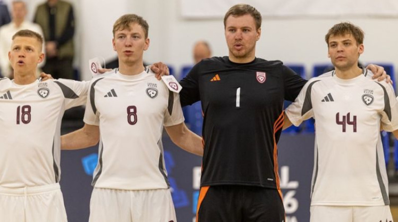 Andrejs Baklanovs, Andžejs Mickēvičs, Artjoms Križanovskis un Maksims Potlovs. Foto: LFF