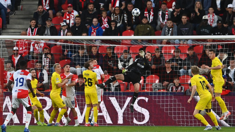 Mirklis no Prāgas "Slavia" un Būdē komandu cīņas. Foto: Michal Čížek/AFP/Scanpix