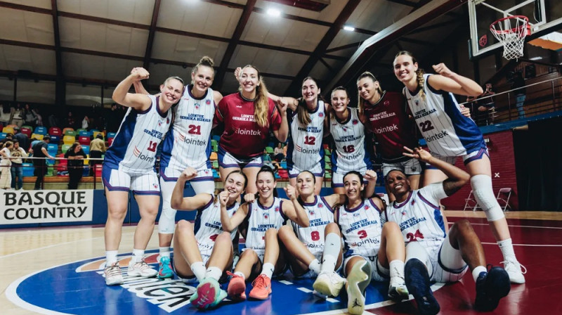 "Gernika Bizkaia" basketbolistes 2025. gada 24. septembrī. Foto: EuroCup Women