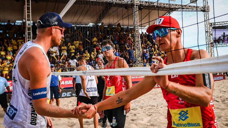 Stefans Būrmanss, Kristians Fokerots, Mārtiņš Pļaviņš. Foto: volleyballworld.com