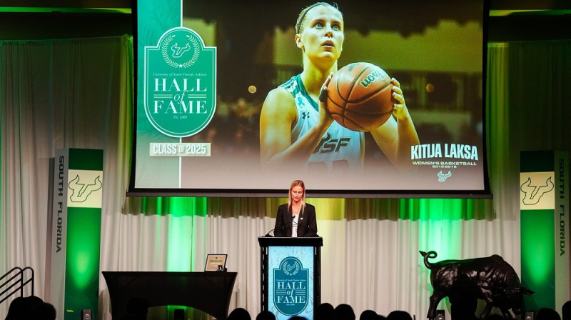 Kitija Laksa 2025. gada 2. oktobrī Tampā. Foto: USF Bulls