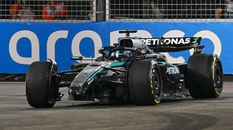Džordža Rasela auto pēc avārijas. Foto: Motorsport.com