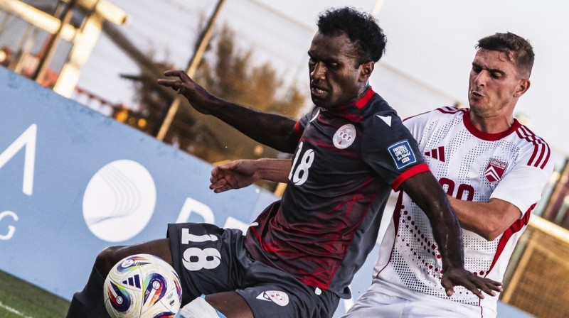 Mirklis no Gibraltāra un Jaunkaledonijas izlašu cīņas. Foto: Gibraltar FA