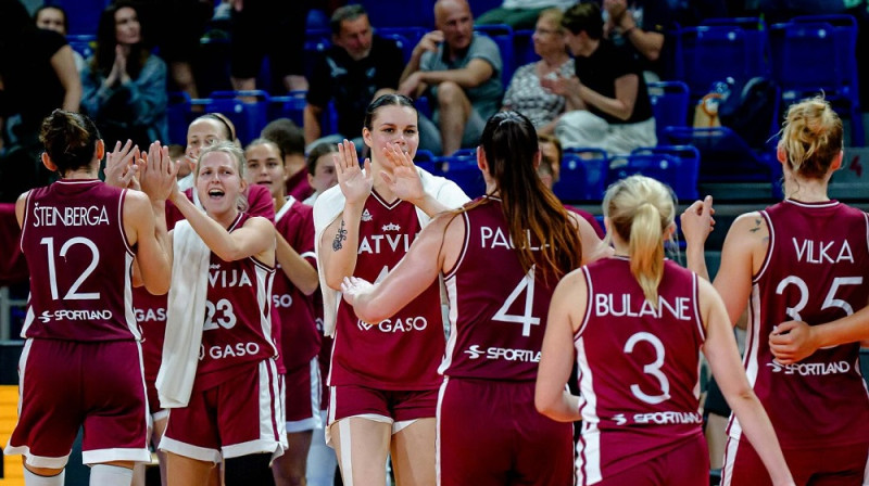 Latvijas basketbolistes 2025. gada 5. jūnijā Brno. Foto: ČBF