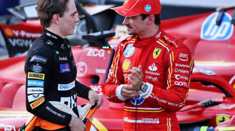 Oskars Piastri un Šarls Leklērs. Foto: Motorsport.com
