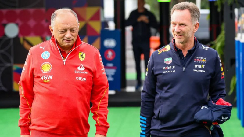 Frederiks Vasūrs un Kristians Horners. Foto: Motorsport.com