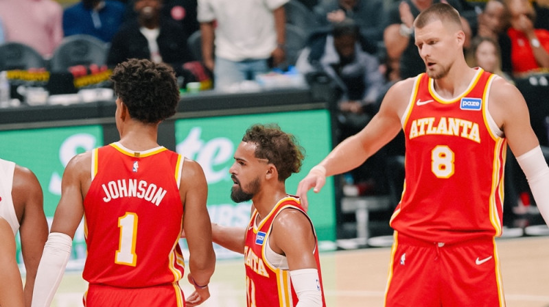 Trejs Jangs un Kristaps Porziņģis. Foto: Atlanta Hawks