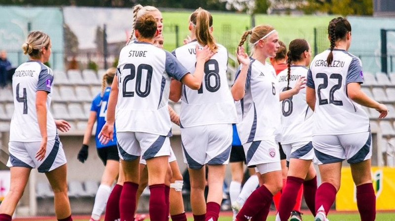 Latvijas sieviešu izlases futbolistes Foto: LFF