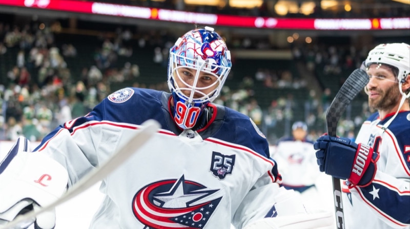 Elvis Merzļikins. Foto: Columbus Blue Jackets