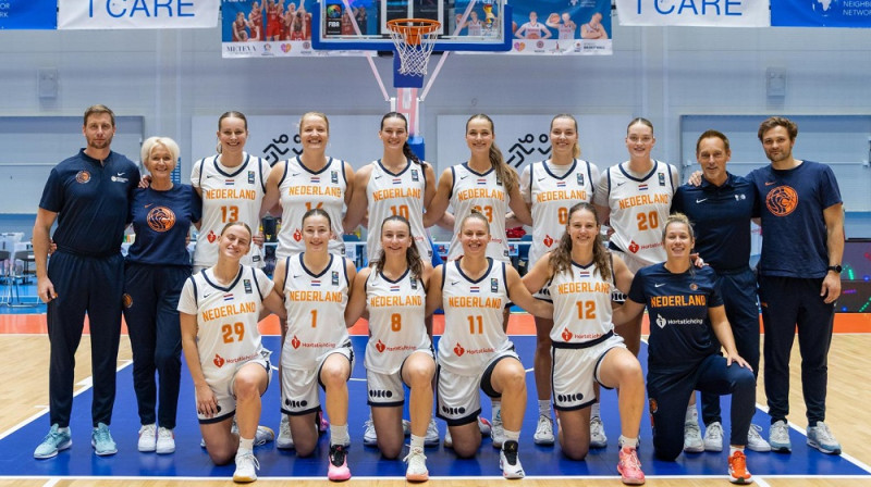 Nīderlandes sieviešu valstsvienība 2025. gada augustā Norvēģijā. Foto: basketball.nl