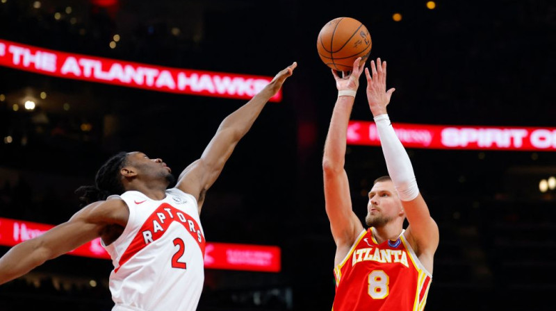 Kristaps Porziņģis uzbrukumā. Foto. AFP. Scanpix