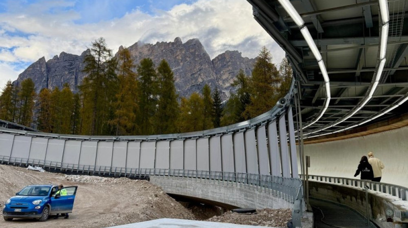 Kortīnas olimpiskā trase Foto: Latvijas Kamaniņu sporta federācija