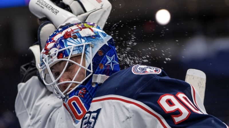 Elvis Merzļikins. Foto: Columbus Blue Jackets