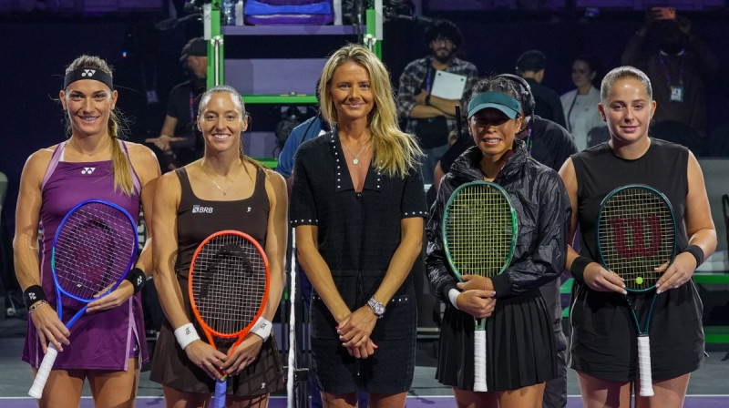 Timea Baboša, Luiza Stefani, Suvei Šei, Aļona Ostapenko. Foto: WTA Finals Riyadh