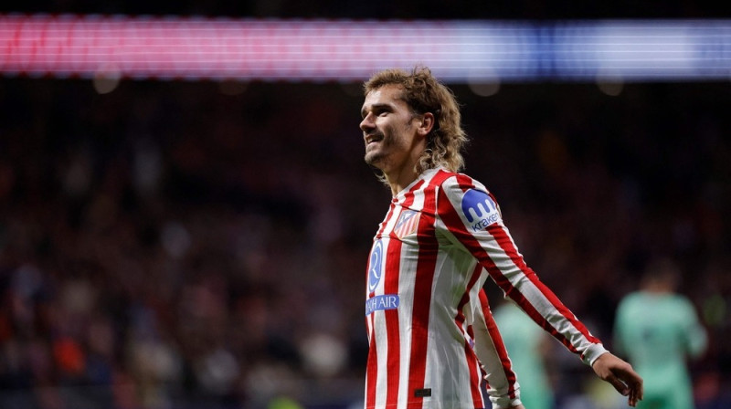 Antuāns Grīzmans svin vārtu guvumu. Foto: Oscar DEL POZO / AFP/Scanpix