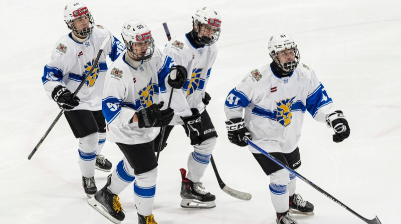 Rīgas Hokeja skolas spēlētāji. Foto: Guntis Lazdāns/LHF