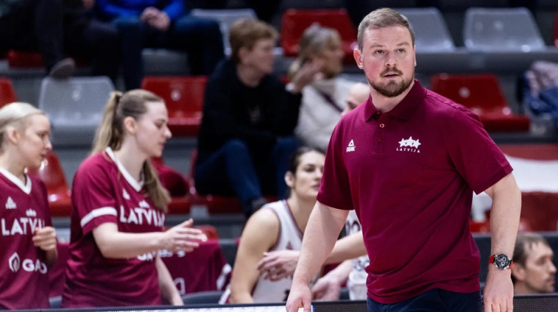 Matīss Rožlapa 2025. gada 12. novembrī. Foto: FIBA